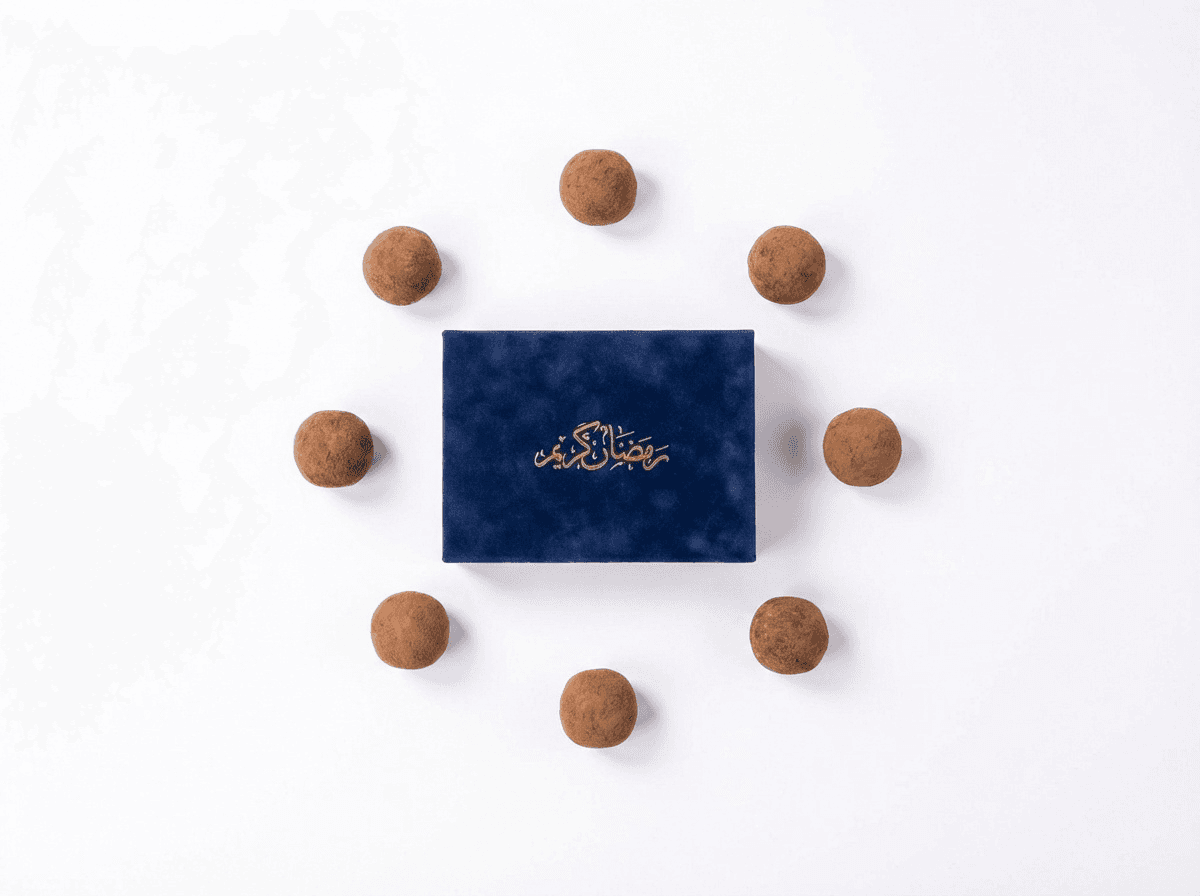 Rashtions navy box with seven truffles
